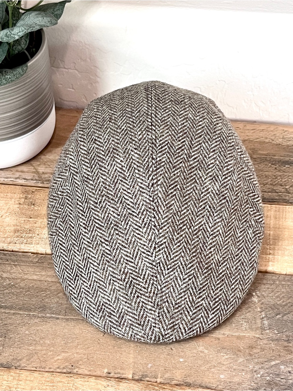 HAT Club Italy Wool Herringbone Tweed Flat Cap Ivy Hat 59 L